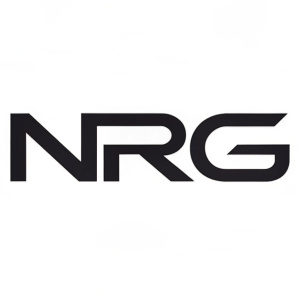 NRG logo designed with sleek, modern typography. The logo features 'NRG' in a contemporary, sans-serif font. It is displayed on a stark white background, highlighting the minimalist design and clean lines. The color scheme is limited to black and white, creating a striking contrast and emphasizing the bold, graphic style.
