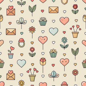 valentine day minimalist doodles for seamless pattern tile, light background