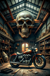 harley davitson skull motorcycle garage