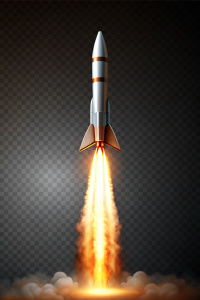 A missile rocket with fire trail isolated PNG transparent background highly detailed  photo 