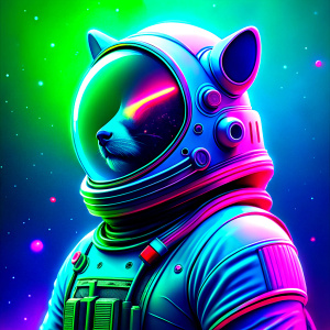 cool puma astronaut in the space, the style of retrofuturism

