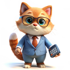 
cute cat accountant on a white background