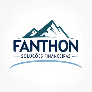 Fanthon's sleek logo featuring a modern mountain graphic with 'fanthon' and 'soluções financeiras' in bold font.