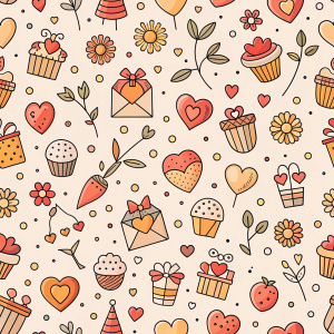 valentine day minimalist doodles for seamless pattern tile, light background