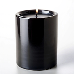 basic black glaased candle