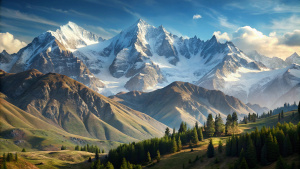 
ultra-realistic, Almaty mountains, three brothers peak, mountain view, sunny weather