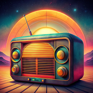 old radio, retrowave, boho