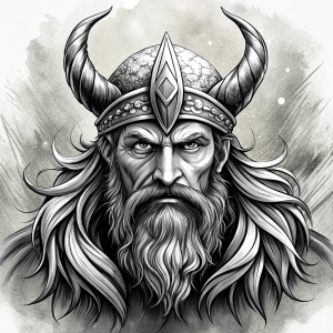 odin perfect realistic art, high-definition, high-definition grey and black, white background 