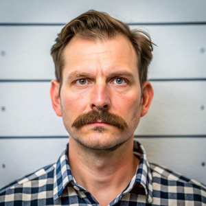 Bavaria Aryan man in style of police photo crime Interpol jail mugshot