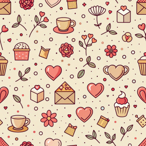 valentine day minimalist doodles for seamless pattern tile, light background