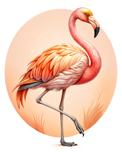 flamingo, line draw, transparent back