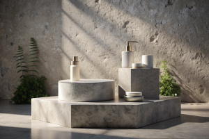 Product podium display stone platform template empty background for cosmetic product stand 3d rendering