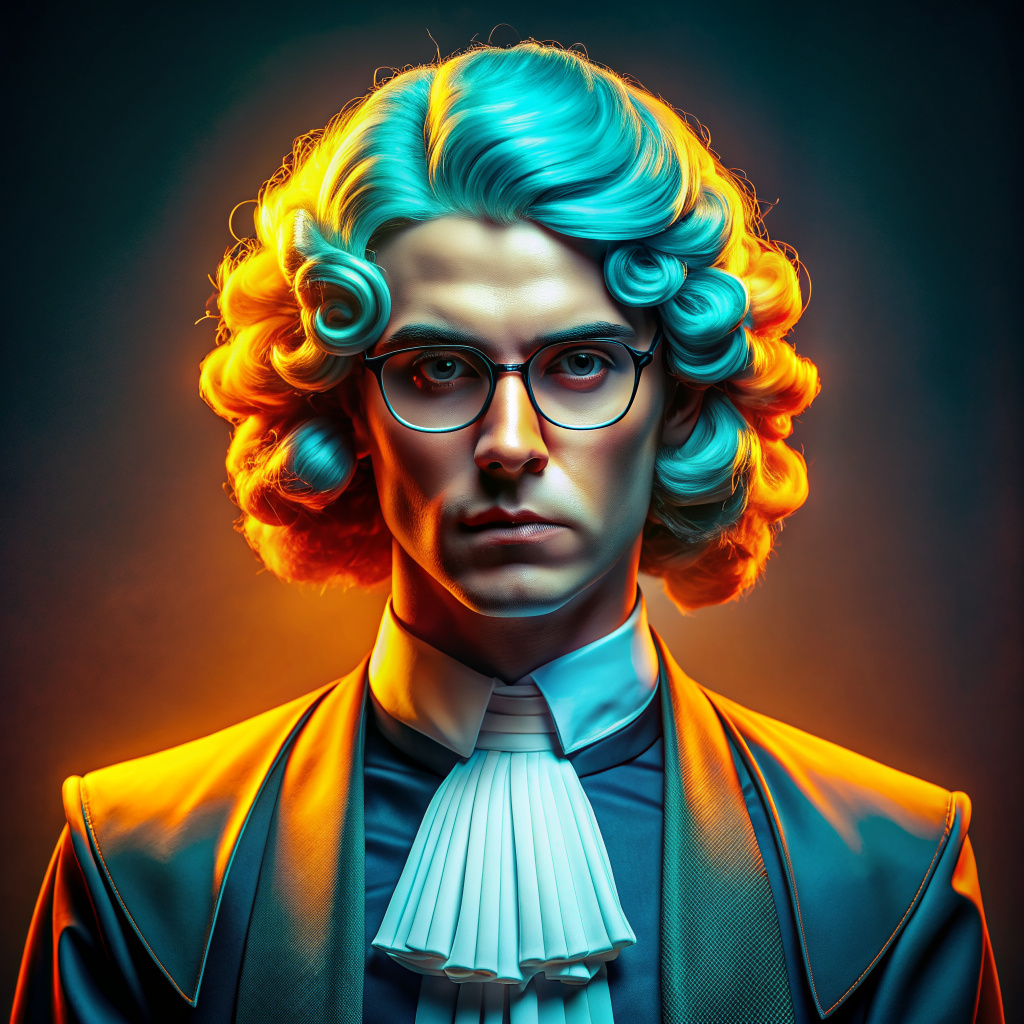 cyber Punk modern high court barrister with wig