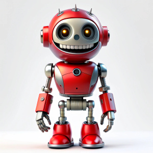 scary kawai robot,full body,foot,clean background,white background,best image, high quality.