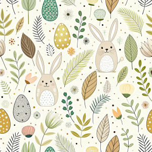 easter minimalist doodles seamless pattern tile, white ground