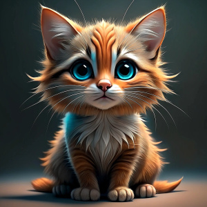 Realistic adorable full body fairy kitten