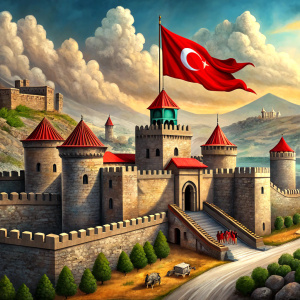 Ottoman flag castle, city