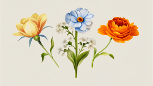 3 beautiful flowers in a row