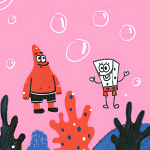 SpongeBob SquarePants, the iconic Nickelodeon character, showcased on a vibrant Turkish promotional poster. Colorful ocean-themed background with cartoon characters from Bikini Bottom.