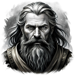 odin perfect realistic art, high-definition, high-definition grey and black, white background 