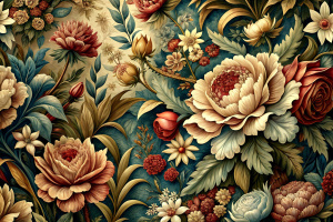 Contemplation  Medium Antique Floral Fabric