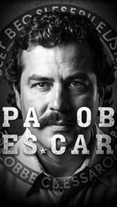 Pablo Escobar logo with letters around 