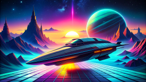 ((anime_style)), a futuristic spaceship, ((slip)), comic effect, dynamic and aesthetic, 3D color effects