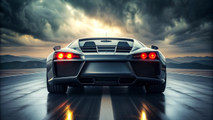 One supercar, Racing, Rearview, dark style