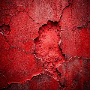 Red grunge texture background of cement plaster wall with cracks