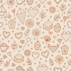 valentine day minimalist doodles for seamless pattern tile, light background