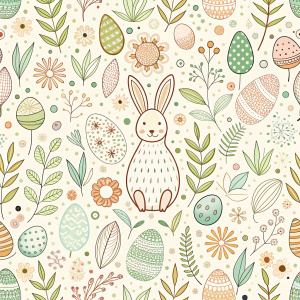 easter minimalist doodles seamless pattern tile, white ground