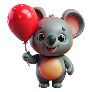 cute koalaholding a balloon