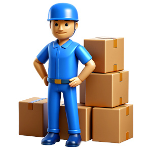 delivery man with cardboards