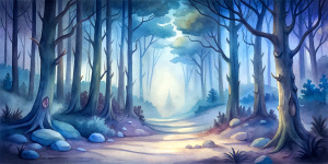 mysterious woods landscape Disney-style