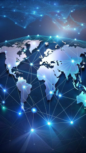 A world map with dotted lines connecting different regions, depicting the idea of communication knowing no bounds.