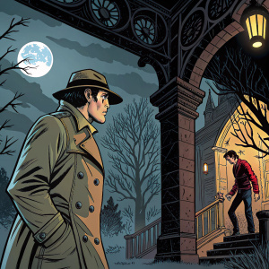Dynamic panel from a Dylan Dog comic book, showcasing a thrilling scene with intricate artwork.