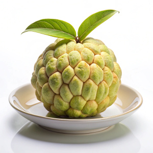 custard apple in white plate white background
