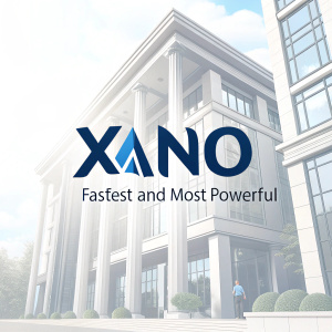 Introducing XANO, the leading backend development tool. Sleek, modern logo in blue sans-serif font. Claim to fame: fastest and most powerful.