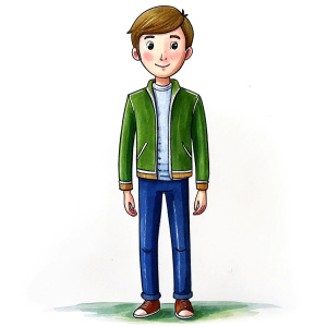 modern outfiut highschooler, as a drawing for a cartoon, on a white background, whole body 