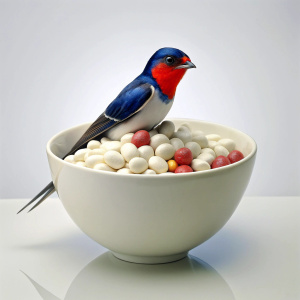 useful vitamins in a bowl with a swallow