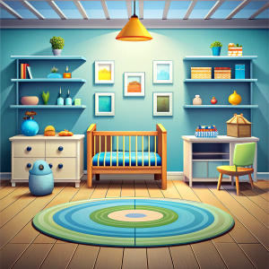 child  room front viwe flat vector