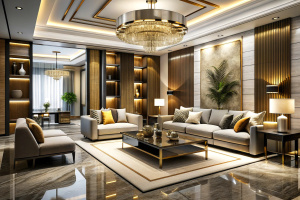 Luxurious apartment background with contemporary design. Modern interior design