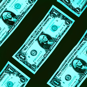 Digital illustration of various US dollar bills, highlighting Abraham Lincoln on the $5 bill.