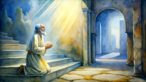 In the Bible, in ancient times, in the background of the upstairs of the house, Elijah with short white hair fell on his knees and prayed to God to speak.