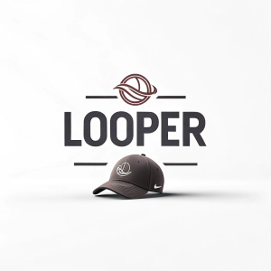 Looper's logo featuring a sleek, minimalist design. Bold sans-serif font set against a stark white background. Dark, rich tones for the text contrast sharply with the light background. Subtle graphic element beneath the text. Clean, modern aesthetic with a contemporary feel.