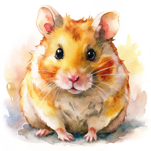 cute humster , water colors, minimal style, on white background