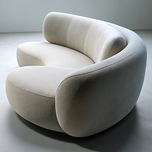wide sofa inspired by  concrete in mix of futuristic and minimalistic style