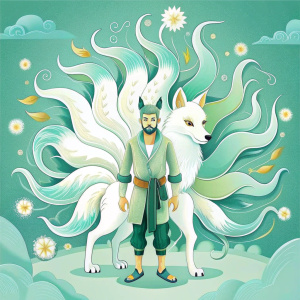 He became a white fox with nine tails.