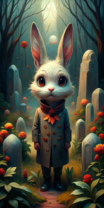 CUTE rabbit in a cemetery 