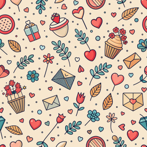 valentine day minimalist doodles for seamless pattern tile, light background